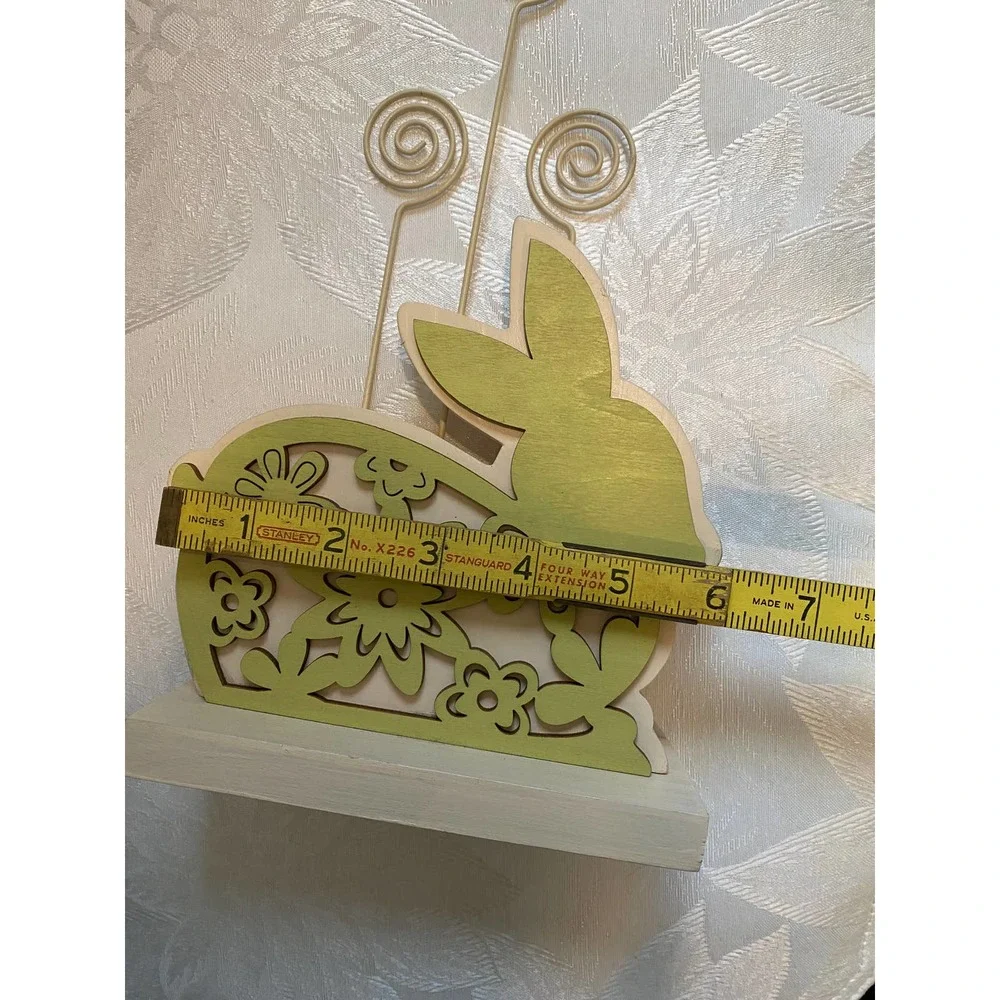 Green Laser Cut Bunny-Shaped‎ Wooden Wire Photo Holder